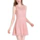 thumbnail image 4 of Mini vestido acampanado sin mangas con encaje floral para mujer Rosa L, 4 of 7