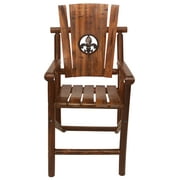 Leigh Country Char-Log Adult Outdoor Wood Bar Height Armchair with Fleur De Lis Medallion - Brown
