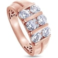 thumbnail image 3 of beryl_creation 1.15 Ct Round Cut White Diamond Wedding Engagement Halo Band Ring 14K Rose Gold Plated 925 Sterling Silver For Men's -7, 3 of 3