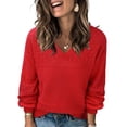 thumbnail image 1 of Jersey Messic con cuello en V para mujer, rojo, talla L, otoño 2024, 1 of 5