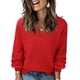 thumbnail image 1 of Jersey Messic con cuello en V para mujer, rojo, talla L, otoño 2024, 1 of 5