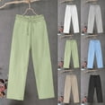 thumbnail image 4 of MIUOWANP Casual Pants for Women Clearance Ladies Spring and Summer Solid Color Lace-Up Cotton and Linen Joker Straight Casual Trousers Light Blue XXXXXL, 4 of 4