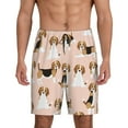 thumbnail image 2 of Daiia Beagle Dog On Brown Mens Woven Stretch Pajama Short,Short Pajama Pants-Medium, 2 of 9