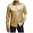 thumbnail image 3 of Shiny Satin Shirts for Men Long Sleeve Button Down Collared Business Casual Dress Shirt Formal Work Shirts, 3 of 9