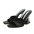 thumbnail image 2 of Juslio Womens Shoes Women Transparent High Heels Coarse Following One Line Shape High-heeled Shoes, 2 of 3