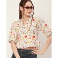 thumbnail image 2 of Moomaya Printed Wrap Tops For Women, V-Neck Cotton Casual Chic Top, 2 of 9