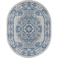 thumbnail image 1 of Unique Loom Outdoor Traditional Medallion Rug 7' 10 x 10' Oval Blue/Ivory, 1 of 1