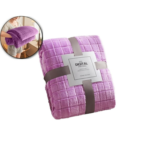 VQPeo Plaid Solid Color Flannel Blanket 59x39.4 inch – Soft Polyester Throw for Couch, Lap, Car, Travel