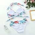 thumbnail image 6 of Fesfesfes Swimsuit for Women Women Sexy Flower Printing Backless Bikini Two-Pieces Swimwear Swimsuit Beachwear Set, 6 of 9