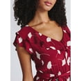 thumbnail image 4 of Time and Tru Women's and Women's Plus Ruffle Midi Dress with Flutter Sleeves, Sizes XS-4X, 4 of 5