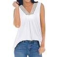 thumbnail image 2 of Txlixc, camisetas sin mangas salvajes a la moda para mujer, chaleco sin mangas con cuello en V y costuras de encaje, camisetas sueltas informales de verano para verano Txlixc  Moda, 2 of 5