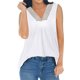 thumbnail image 2 of SAYOO , camisetas sin mangas salvajes a la moda para mujer, chaleco sin mangas con cuello en V y costuras de encaje, camisetas sueltas informales de verano para verano SAYOO  Moda, 2 of 5