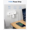 thumbnail image 5 of NTONPOWER Regleta de enchufe plano, protector contra sobretensiones de cable de extensión de 15 pies, 6 salidas de CA amplias con 3 puertos USB (1 USB C), montaje en pared, protector contra sobretensi, 5 of 5