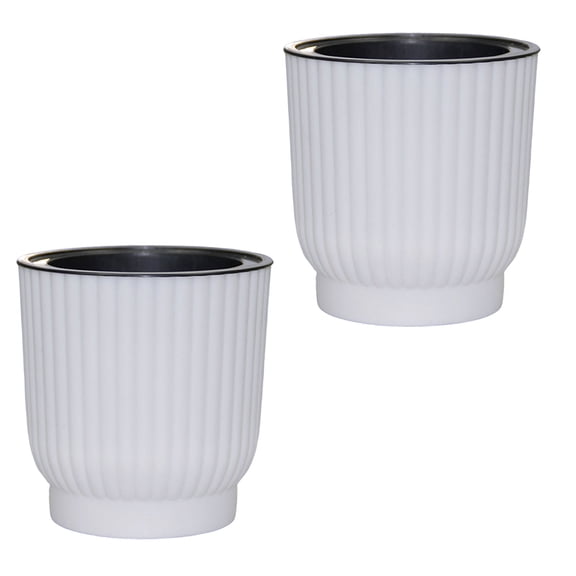 6 Inch Self Watering Pots for Indoor Plants, 2 Pack Plant Pots, Self Watering Planter for Indoor Plants, Durable Plastic Pots (White)