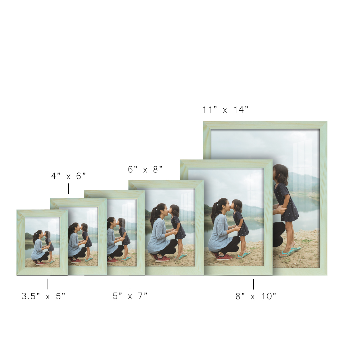 3.5x5 Wood Grain Picture Frame - Seafoam Green