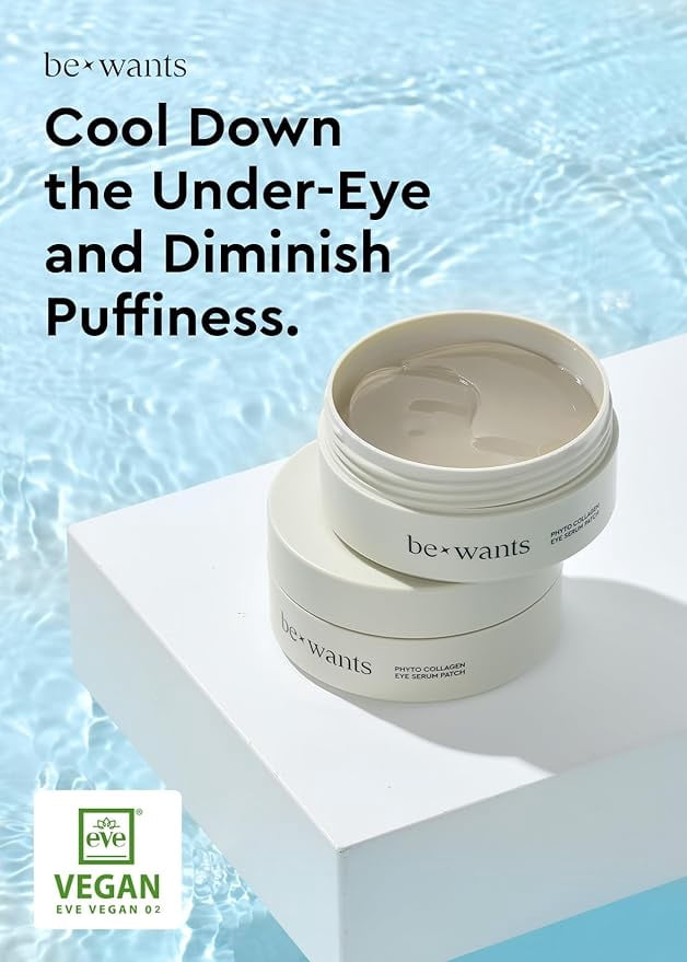 Bewants Phyto Collacen Eye Patches for Dark Circles, Korean Under Eye Mask for Puffy Eyes – Vegan Collagen with 71.9% Bamboo Water, 60 Patches, 2.82 oz.