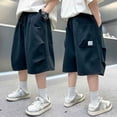 thumbnail image 2 of oqasdz Boys' Pants Elastic Waist Lightweight Knee Length Baggy Loose Carto Pants with Pockets for Kids Everyday Comfort Daily Wear Casual Outdoor, 2 of 4