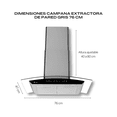 thumbnail image 3 of FLINE | Combo parrilla de gas y Campana Acero Inoxidable | 76 cm| 5 quemadores| Cristal curvo | Controles Touch | MA5TR76, 3 of 5