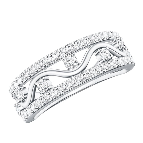 Rosec Jewels Lab Created Diamond Anniversary Band (EF-VS Quality Certified) - Ready to Gift with Jewelry Box, 925 Sterling Silver, US 4.00