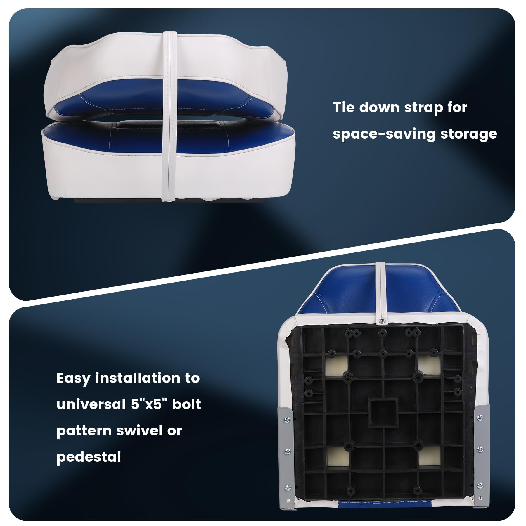 M optimized Set of 2 Premium High Back Folding Boat Seat, Marine Seats for Fishing, Sightseeing, Speedboats, Canoes