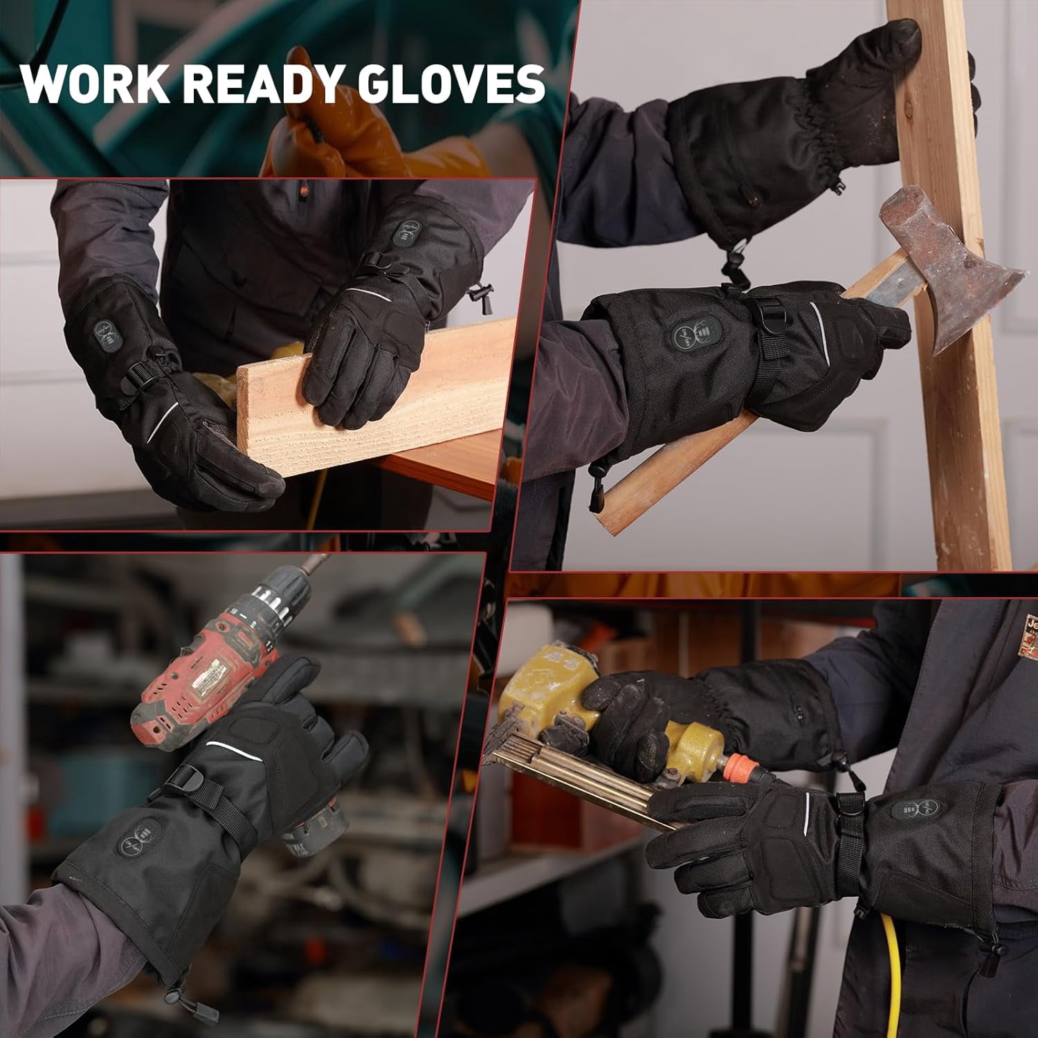 SNOW DEER Heated Work Gloves Men Rechargeable Waterproof, Cut-Resistance Heated Gloves for Men Women, Touchscreen Heated Working Gloves for Men Outdoor Work