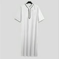 thumbnail image 4 of XDZJLR Mens T Shirts Casual Loose Muslim Arab Dubai Robe Middle Sleeve Button Retro Tee, 4 of 4