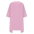 thumbnail image 5 of Liquidation d'Été 2025! Robe Grande Taille pour Femmes, Liquidation de Robe d'Été pour Femmes, Robe Décontractée à Manches 3/4 Col Rond Imitation Coton et Lin Couleur Unie avec Poches, 5 of 5