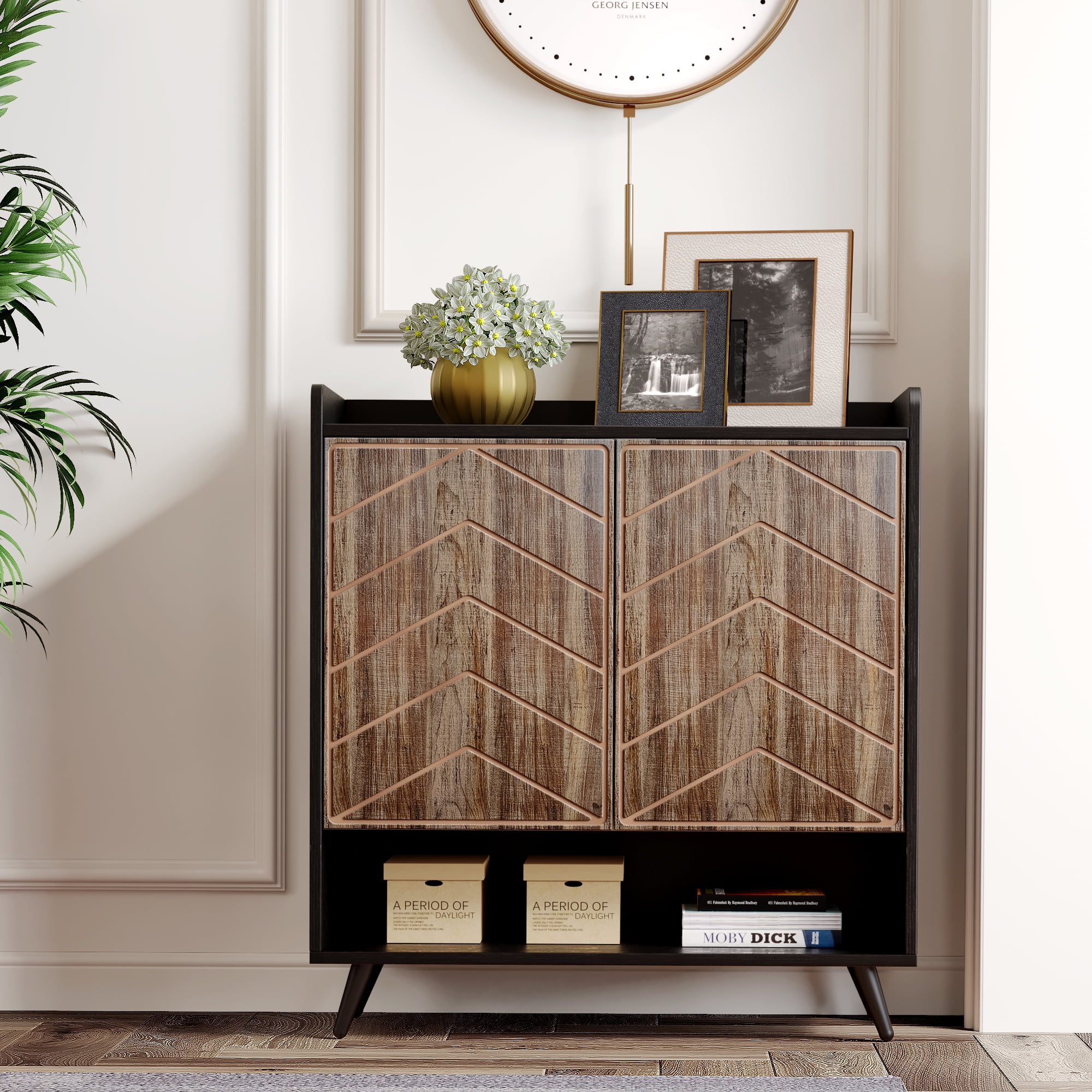 MARNUR Sideboard Buffet Cabinet with 2 Doors, Kitchen Buffet Storage Cabinet with Adjustable Shelves for Kitchen, Hallway, Entryway, Living Room, Brown