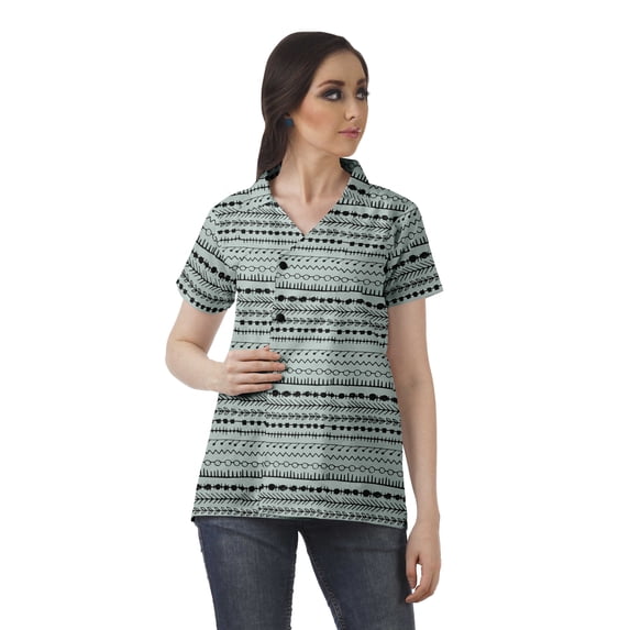 Moomaya Womens Wrap Style Shirt Tunic Cotton Casual Button Down Classic Collar Top