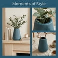 thumbnail image 5 of REGALWOVEN Acrylic Wide Mouth Conic Flower Vase Tall Clear Plastic Trumpet Vase, Unbreakable Large Centerpiece Wedding Party Blue 6.5"L x 6.5"W x 7.9"H, 5 of 5