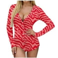 thumbnail image 5 of Brilliant Sleepwear for Women Plus Size Clearance Women’s Valentine's Day Pajamas Love Chrismas Print V-Neck Long Sleeve Sexy Bodysuit Sexy Lingerie Pajamas Romper, 5 of 6