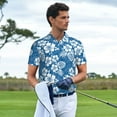 thumbnail image 3 of Honeii Leaves And Flowers print Polo Shirt, a classic short-sleeved, button-down golf shirt designed for men4X-Large, 3 of 6