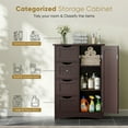 thumbnail image 3 of ZENY Bathroom Floor Cabinet, Freestanding Storage Cabinet with 4 Drawers and Adjustable Shelves, Modern Cupboard for Home Living Room Office, Brown, 3 of 8