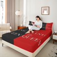 thumbnail image 4 of Feelyou King Queen Crown Queen Sheet Sets, Anniversary Black Red Bed Set, 4 Pieces, 4 of 7
