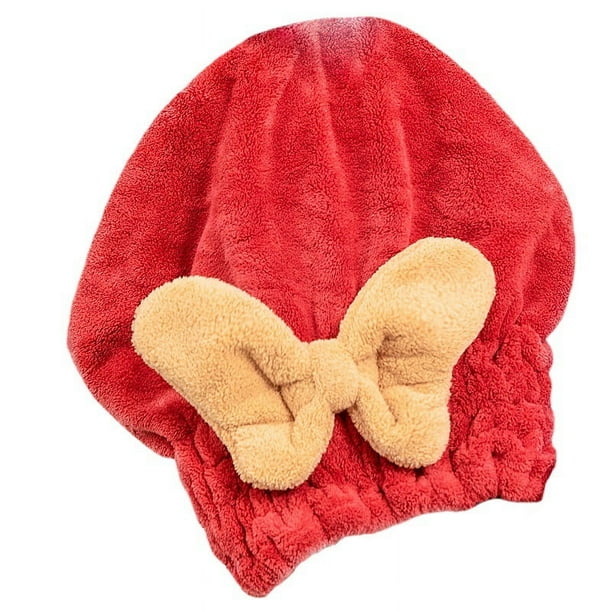 Gorro de ducha con lazo de vellón de coral para secar el cabello, absorbente de agua, de secado rápido, de moda para mujer