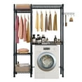 thumbnail image 4 of IVV Over The Washer and Dryer Storage, Laundry Room Heavy-Duty Space Saver with Adjustable Shelves, Side Hook and 2 Hanger Rods, Laundry Clothes Organizer, 46.1"L x 13.78"W x 76.4"H, Black, 4 of 7