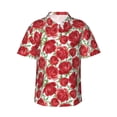 thumbnail image 1 of Balery Rose Flowers Camisas hawaianas de manga corta para hombre, camisas playeras de corte holgado, camisas de vacaciones con botones,X-Large, 1 of 7