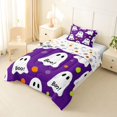 thumbnail image 2 of Feelyou Kawaii Ghost Boo Twin Comforter Sets, Cute Polka Dot Bedding Set, Purple White, Halloween Reversible, 2-Piece, 1 Comforter and 2 Pillowcases, 2 of 7