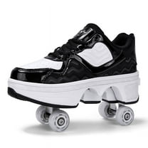 Roller Skates for Women Men, Shoes with Wheels for Girls, Kick Rollers Shoes Retractable for Boys, Adult Parkour Quad Roller Shoes, Inline Skates Children's Outdoor Skates