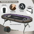 thumbnail image 3 of RayChee Poker Table Foldable, 10 Player Folding Texas Holdem Table w/Inlaid LED Light, 2 USB & 2 Type-c Ports, Portable Blackjac for Texas Card Game w/Cup Holders and Padded Rails(Brown, 84 inch), 3 of 7