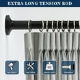 thumbnail image 3 of Tension Curtain Rod 51-166 Inch, Extra Long Outdoor Curtain Rod for Patio Window Bathroom, No-Drill Dual-End Adjustable Spring Shower Rod, Easy to Install Never Rust, Rod Diameter 1.26In, Black, 3 of 7