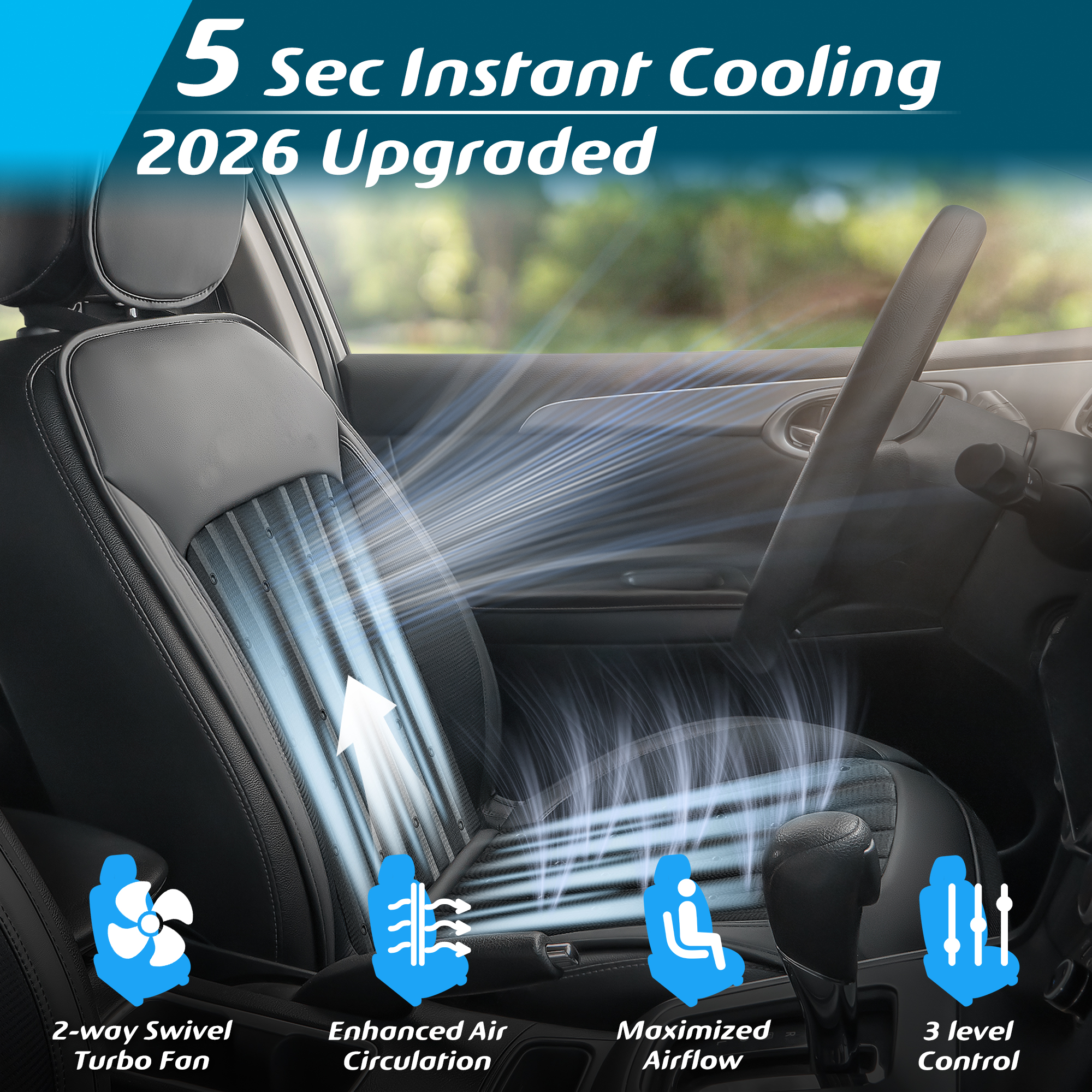 Paffenery Heated and Cooling Seat Cover Front Black photo 3