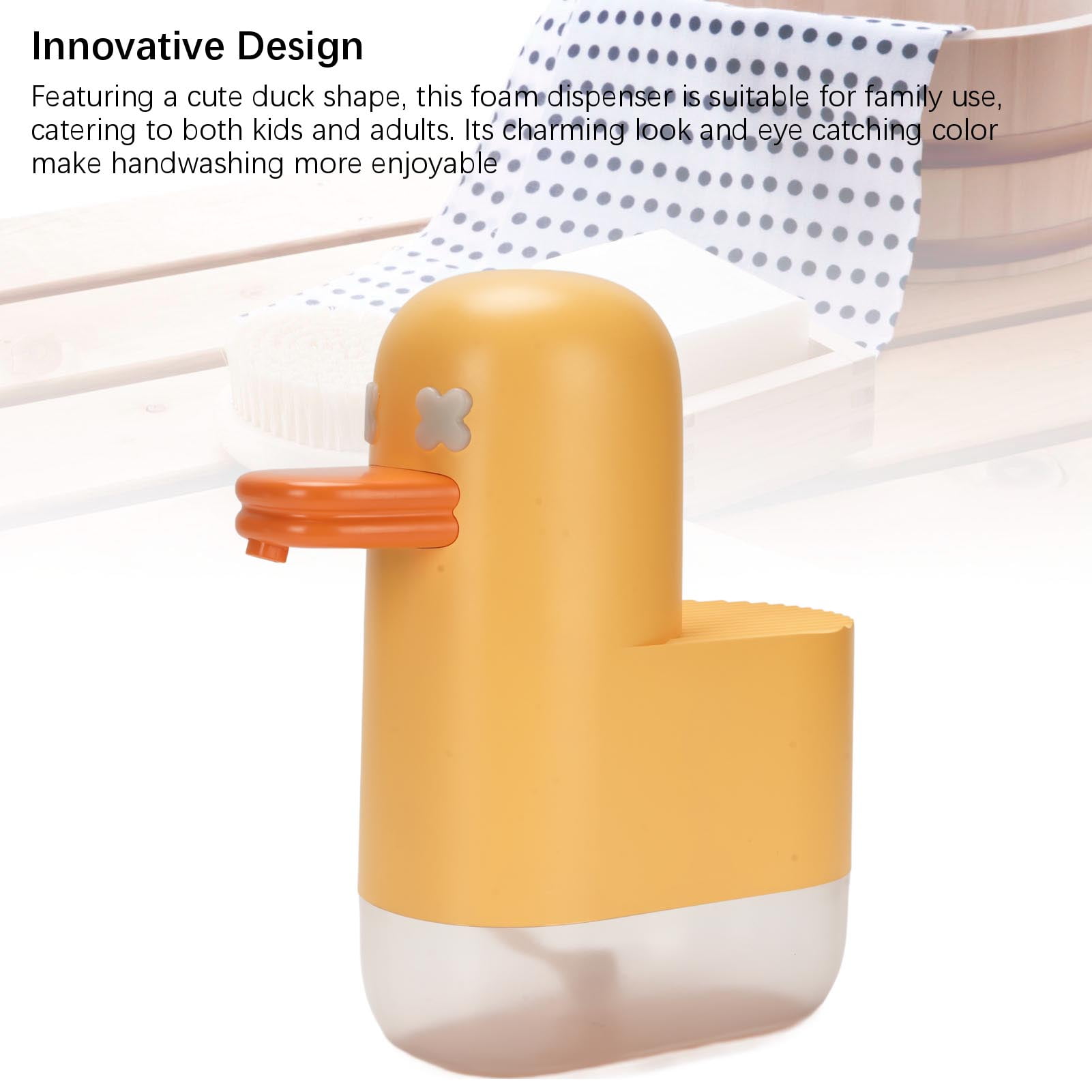 BIMZUC Automatic Foaming Soap Dispenser Cute Duck Touchless Smart Sensor Wall Mounted Hand Washer Bathroom Kitchen Rechargeable Battery 350ml 11.8 fl oz Type 2