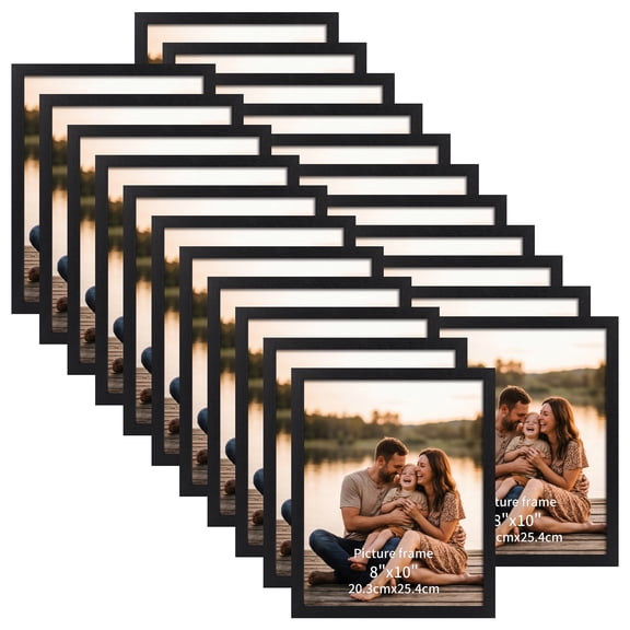 8x10 Picture Frame Set of 22, Black Classic Photo Frames for Wall or Tabletop