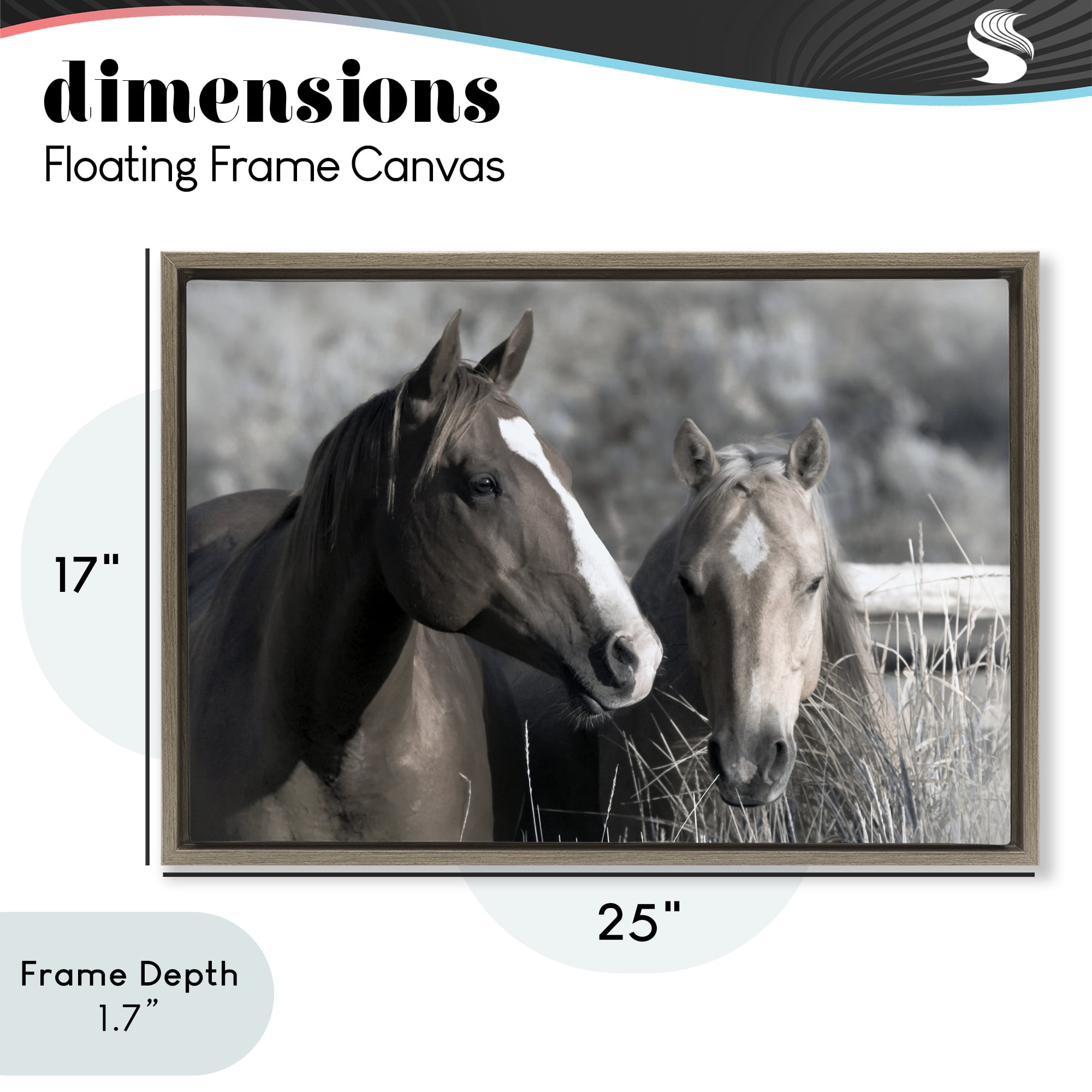 Stupell Industries Content Horses In Pasture Brown Framed Floater Canvas Wall Art, design by Danita Delimont