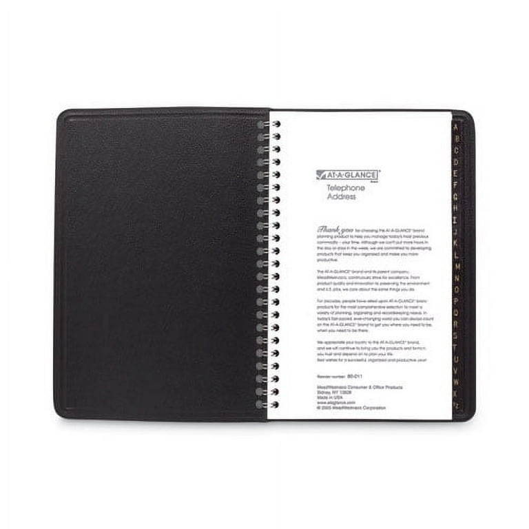 Telephone/Address Book, 4.78 x 8, Black Simulated Leather, 100 Sheets Telephone/Address Book, 4.78 x 8, Black Simulated Leather, 100 Sheets