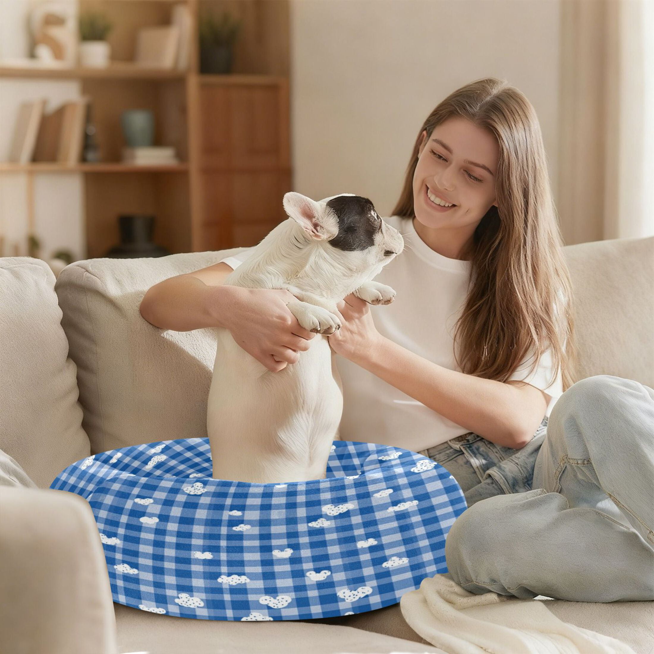 Iauyy Pet Couch Donut Cat Bed for Indoor Cats/Small Dogs Washable & Machine with Non-slip Bottom Calming Cat Furniture, The Ears Of A Mouse (M)