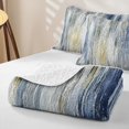 thumbnail image 4 of Erosebridal Oil Painting Twin Quilt Set, Blue Gray Ombre Twin Coverlet Set, Reversible 2-Piece 1 Bedspread and 1 Pillowcase, 4 of 7
