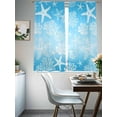 thumbnail image 3 of Marine Life Sheer Curtains 63 Inch Long 2 Panels, Starfish Shell Coral Gradient Blue Ocean Light Filtering Rod Pocket Curtains, Sheer Voile Drapes for Living Room Bedroom, 52"x63", 3 of 8