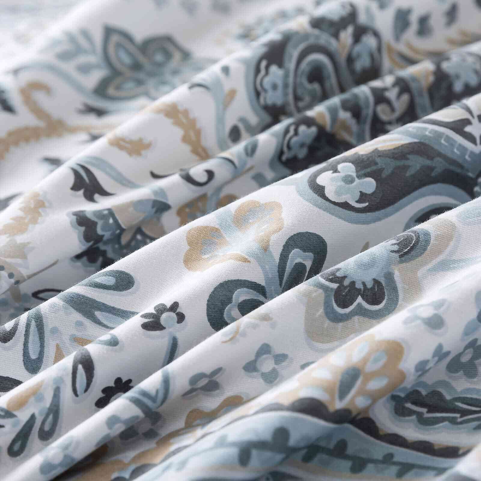 HoneiLife 3pc Duvet Cover King Size - 100% Cotton Comforter Floral Breathable Duvet Cover with Zipper Closure & Corner Ties, Dark Grey